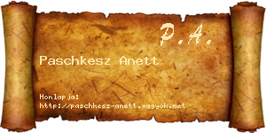 Paschkesz Anett névjegykártya